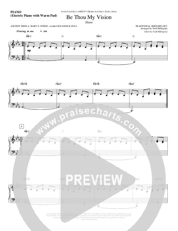 Be Thou My Vision Piano Sheet (Todd Billingsley)