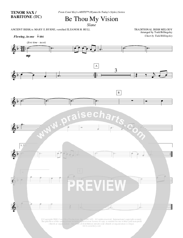 Be Thou My Vision Tenor Sax/Baritone T.C. (Todd Billingsley)