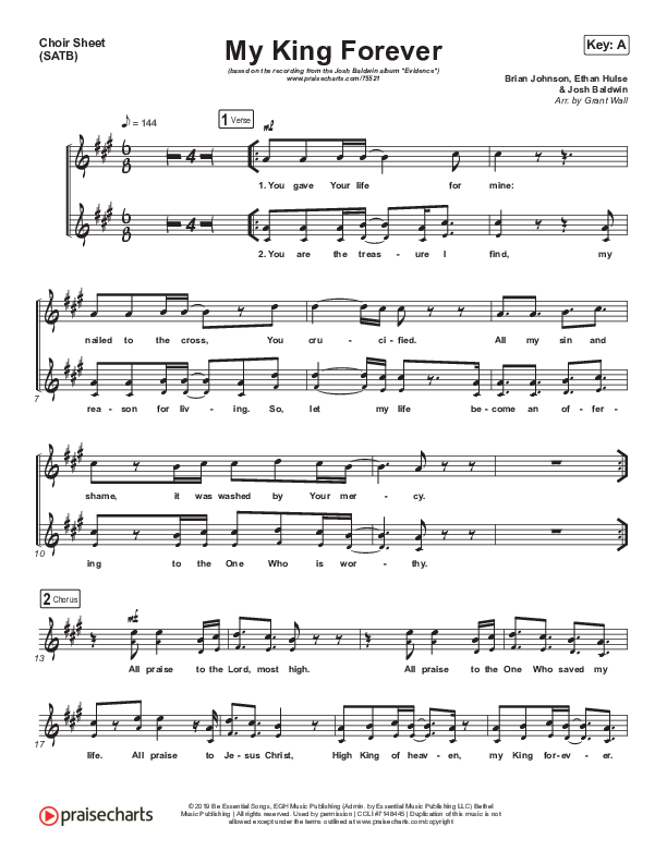 My King Forever Choir Vocals (SATB) (Josh Baldwin)