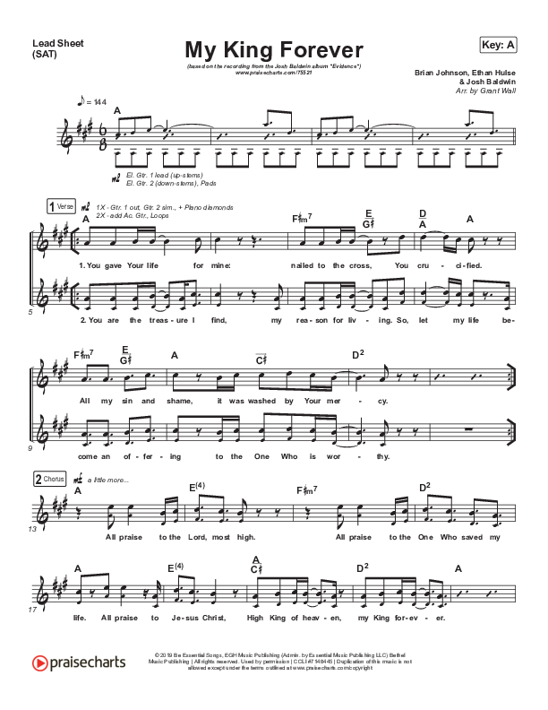 My King Forever Lead Sheet (SAT) (Josh Baldwin)