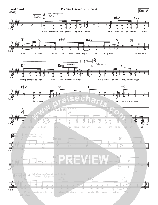 My King Forever Lead Sheet (SAT) (Josh Baldwin)