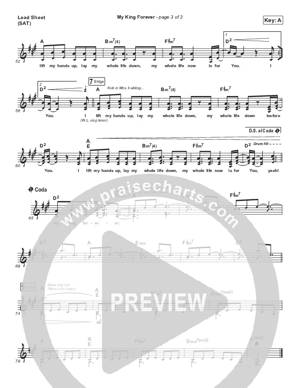 My King Forever Lead Sheet (SAT) (Josh Baldwin)