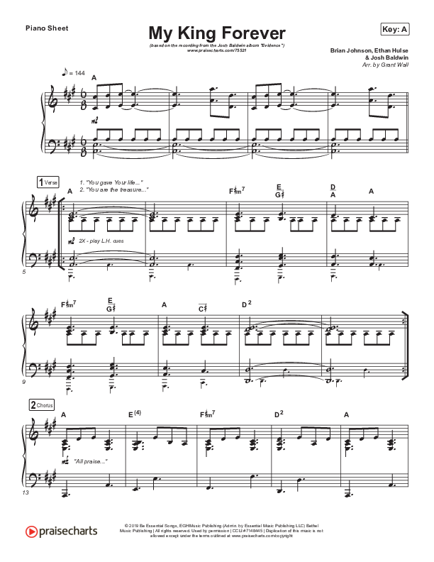 My King Forever Piano Sheet (Josh Baldwin)