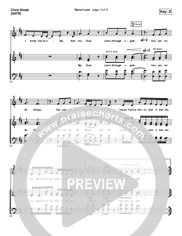 Never Lost Choir Sheet (SATB) (CeCe Winans)