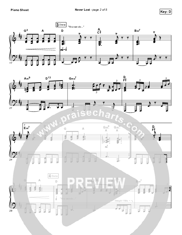 Never Lost Piano Sheet (CeCe Winans)