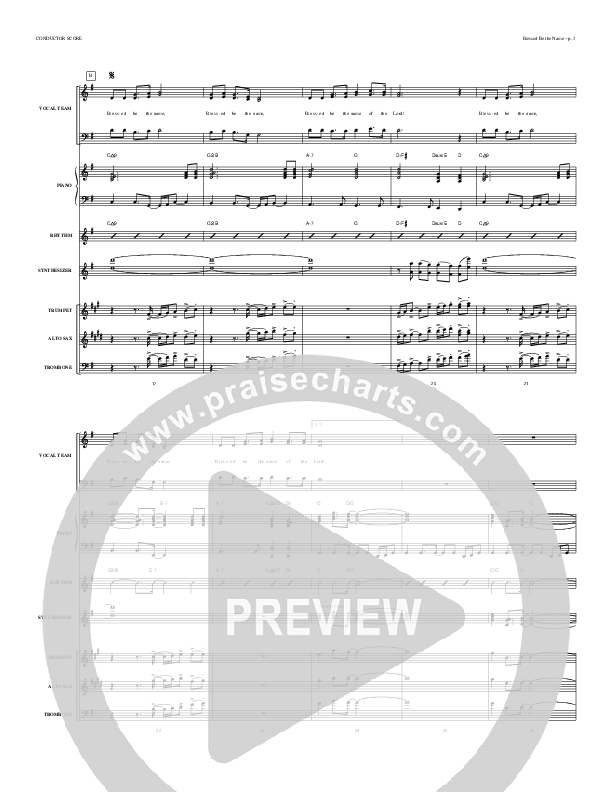 Blessed Be The Name Conductor's Score (Todd Billingsley)