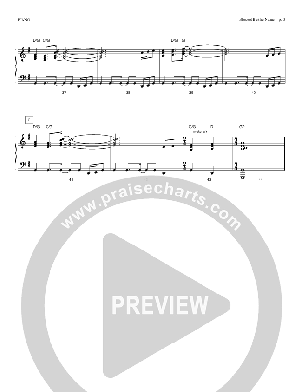 Blessed Be The Name Piano Sheet (Todd Billingsley)