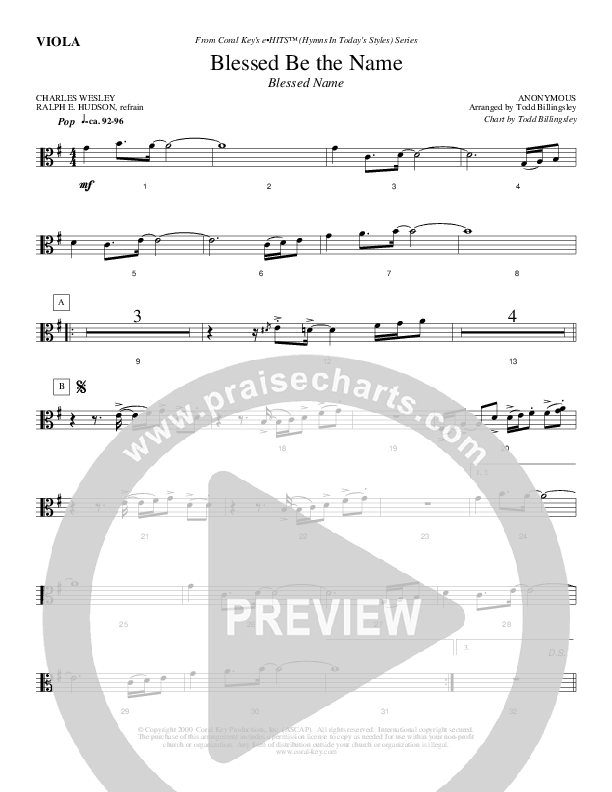 Blessed Be The Name Viola (Todd Billingsley)