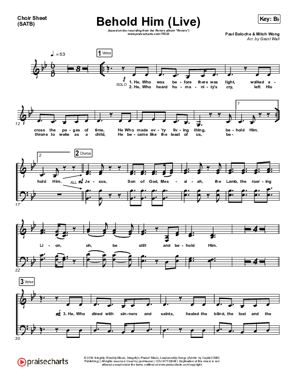 Behold Him (Live) Choir Vocals (SATB) (REVERE / Mission House / Lee University Singers)