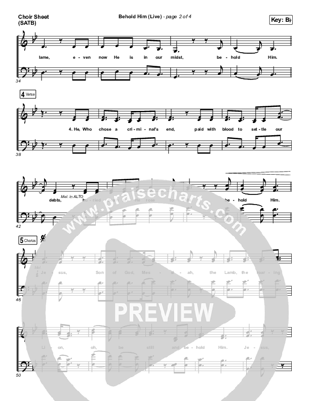 Behold Him (Live) Choir Sheet (SATB) (REVERE / Mission House / Lee University Singers)
