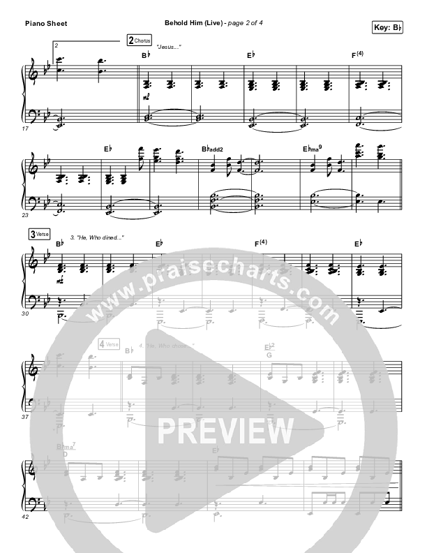Behold Him (Live) Piano Sheet (REVERE / Mission House / Lee University Singers)