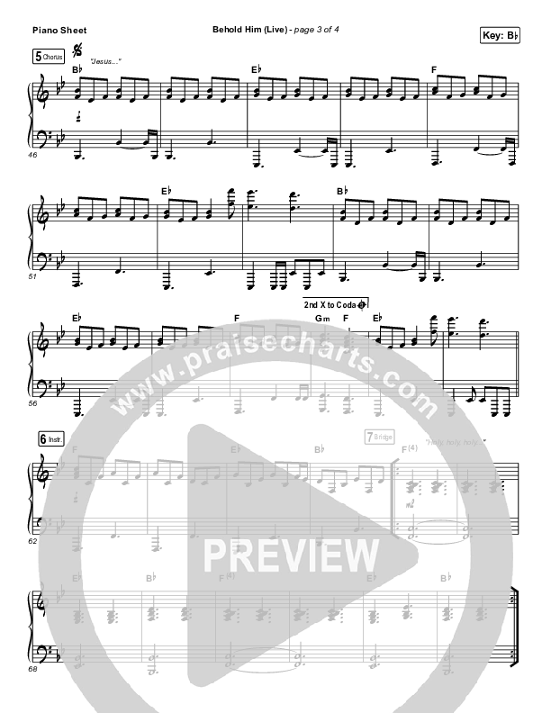 Behold Him (Live) Piano Sheet (REVERE / Mission House / Lee University Singers)