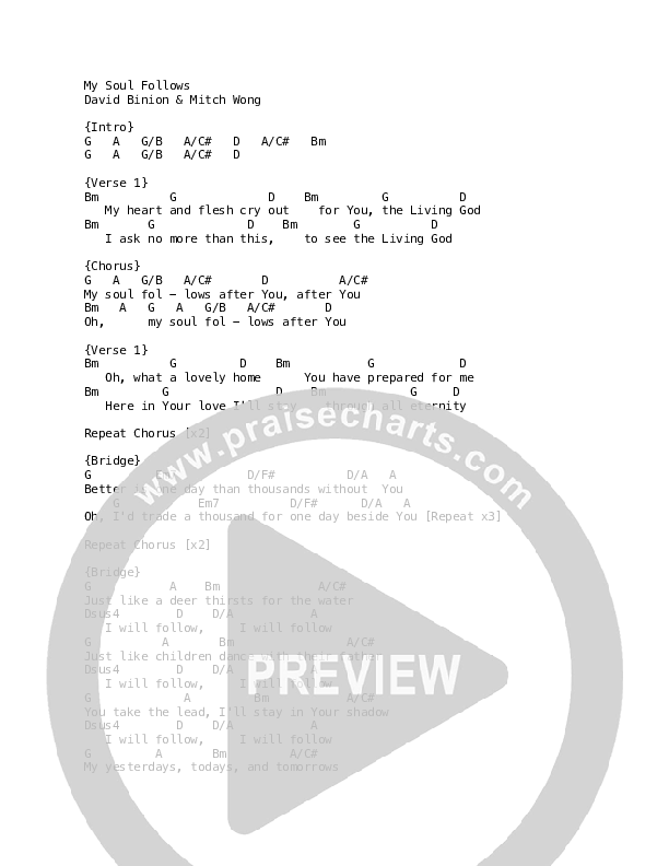 My Soul Follows (Live) Chord Chart (REVERE / Mark Barlow / DOE / Lee University Singers)