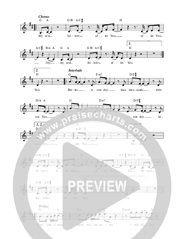 My Soul Follows (Live) Lead Sheet (REVERE / Mark Barlow / DOE / Lee University Singers)