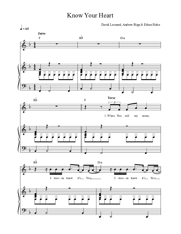 Know Your Heart (Live) Lead & Piano (REVERE / Jon Egan / MDSN / Lee University Singers)