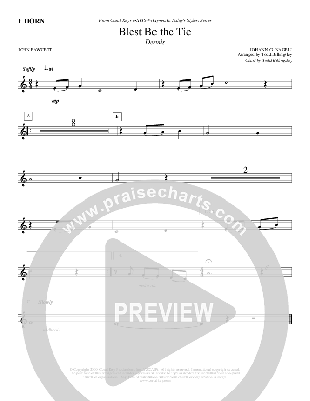 Blest Be The Tie French Horn (Todd Billingsley)