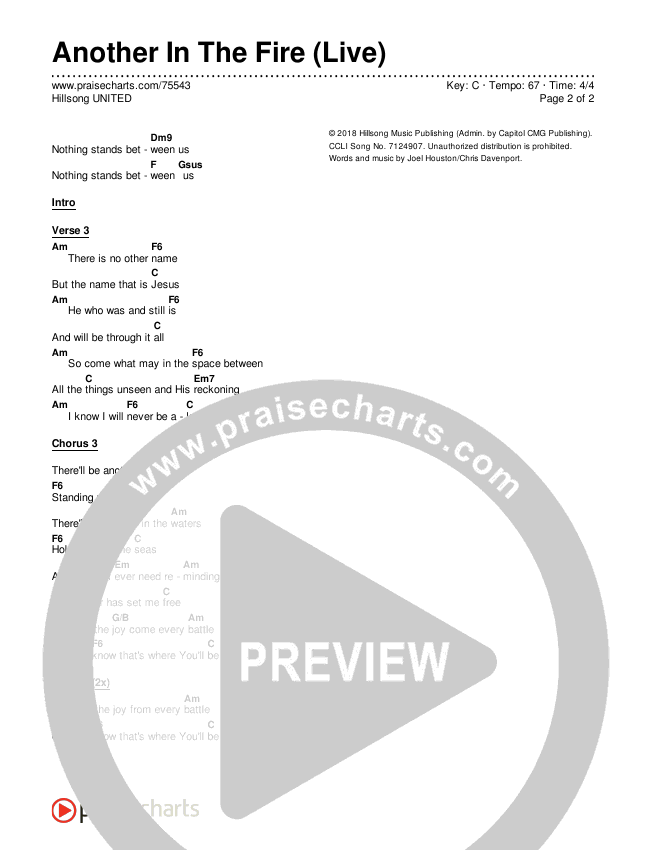 Another In The Fire (Live) Chords & Lyrics (Hillsong UNITED)
