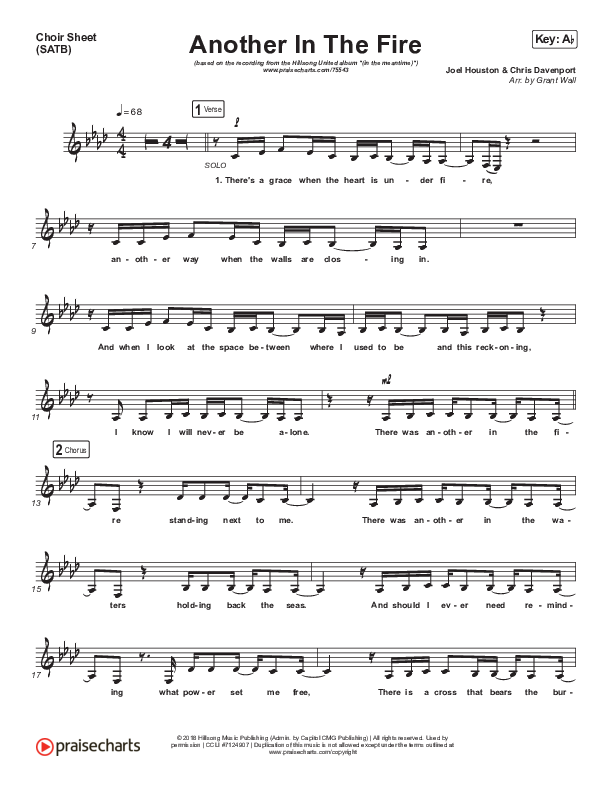 Another In The Fire (Live) Choir Sheet (SATB) (Hillsong UNITED)