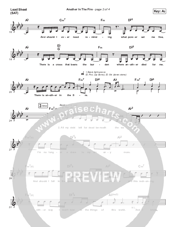 Another In The Fire (Live) Lead Sheet (SAT) (Hillsong UNITED)