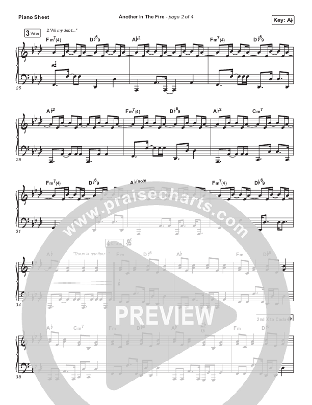 Another In The Fire (Live) Piano Sheet (Hillsong UNITED)