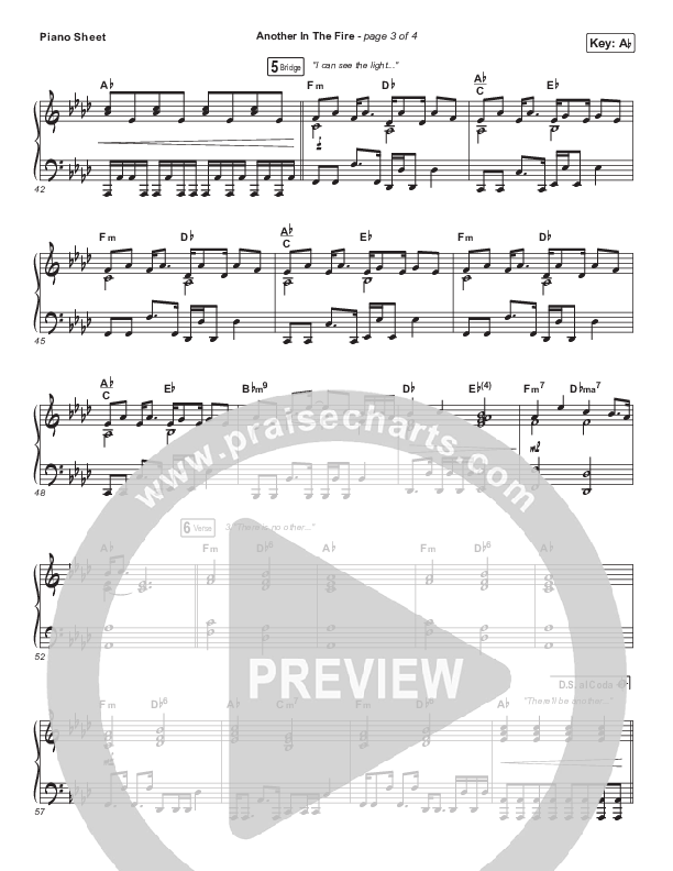 Another In The Fire (Live) Piano Sheet (Hillsong UNITED)