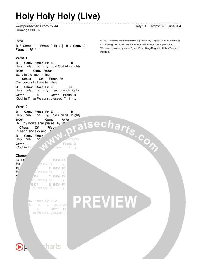 Holy Holy Holy (Live) Chords & Lyrics (Hillsong UNITED)