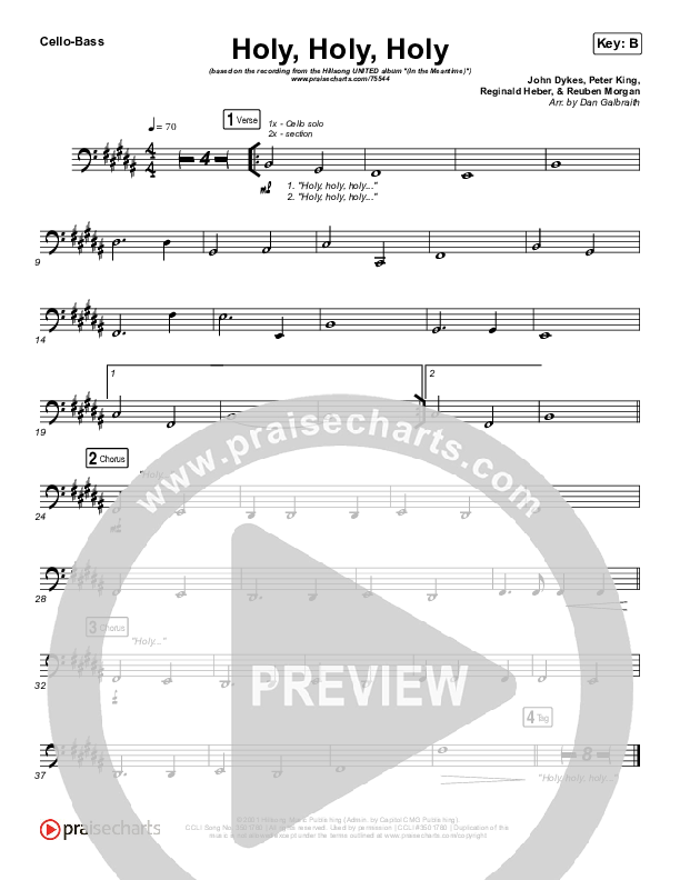 Holy Holy Holy (Live) Cello/Bass (Hillsong UNITED)