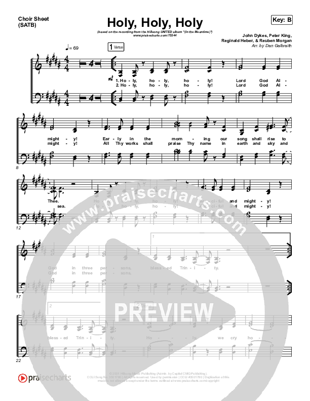 Holy Holy Holy (Live) Choir Sheet (SATB) (Hillsong UNITED)