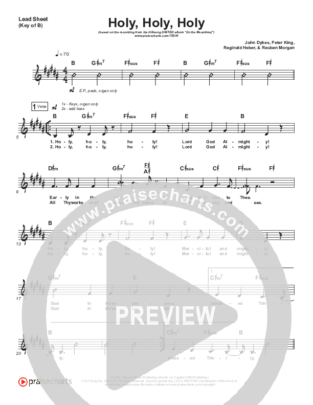 Holy Holy Holy (Live) Lead Sheet (Melody) (Hillsong UNITED)