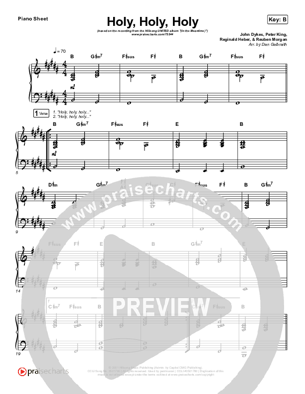Holy Holy Holy (Live) Piano Sheet (Hillsong UNITED)