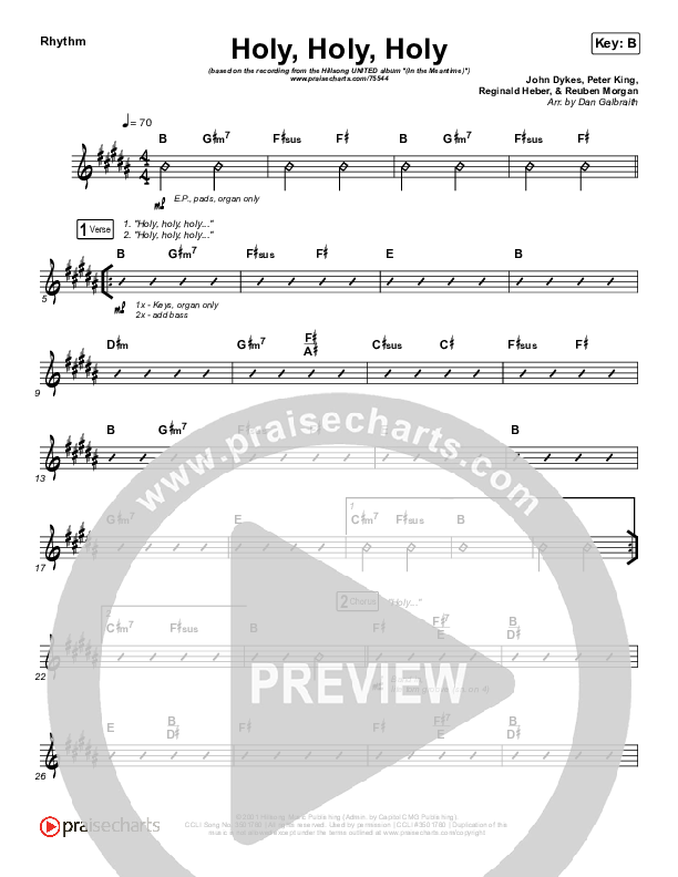 Holy Holy Holy (Live) Rhythm Chart (Hillsong UNITED)
