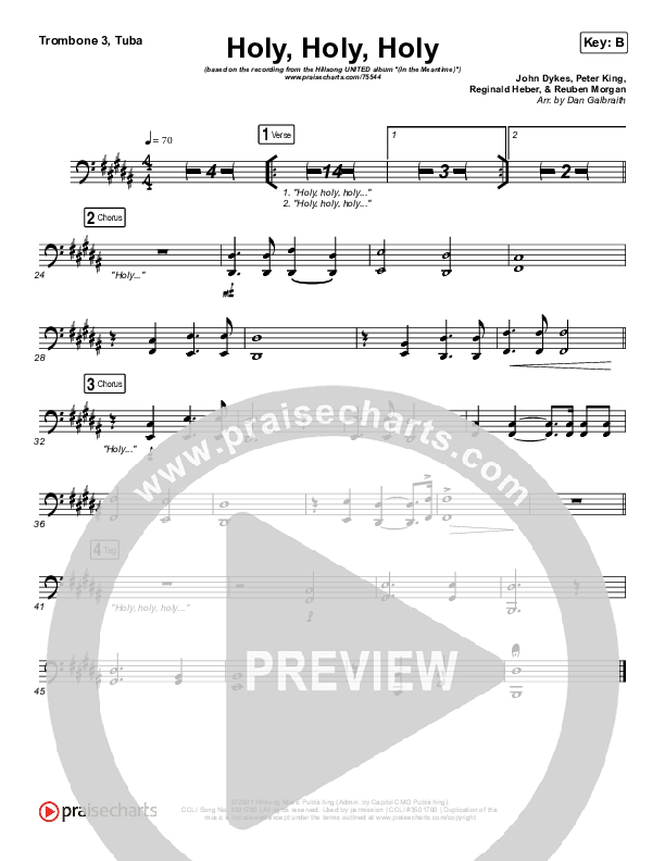 Holy Holy Holy (Live) Trombone 3/Tuba (Hillsong UNITED)