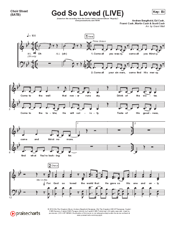 God So Loved (Live) Choir Vocals (SATB) (Tasha Cobbs Leonard / We The Kingdom)