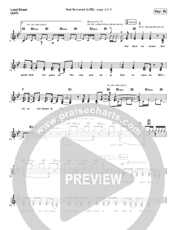God So Loved (Live) Lead Sheet (SAT) (Tasha Cobbs Leonard / We The Kingdom)