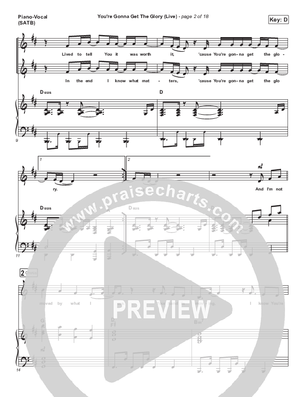 You're Gonna Get The Glory (Live) Piano/Vocal Pack (Tasha Cobbs Leonard)