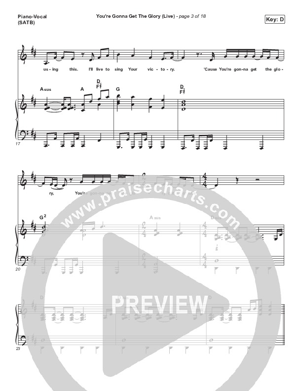 You're Gonna Get The Glory (Live) Piano/Vocal Pack (Tasha Cobbs Leonard)