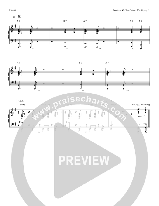 Brethren We Have Met To Worship Piano Sheet (Todd Billingsley)