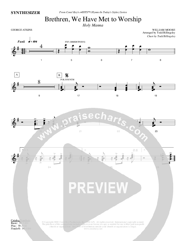 Brethren We Have Met To Worship Synth (Todd Billingsley)