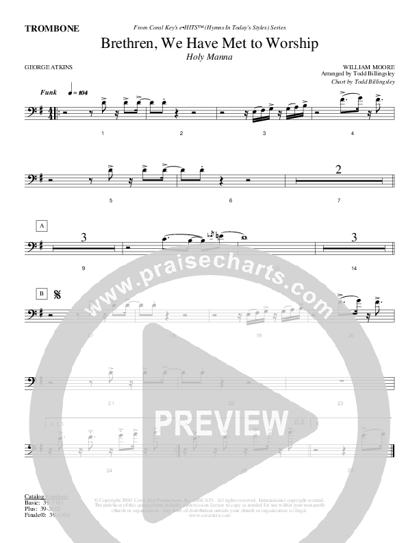 Brethren We Have Met To Worship Trombone (Todd Billingsley)