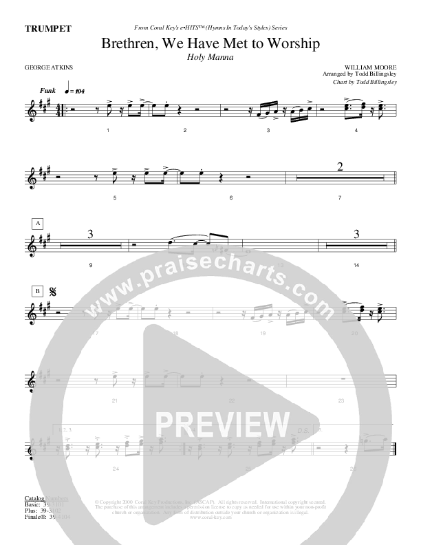 Brethren We Have Met To Worship Trumpet (Todd Billingsley)