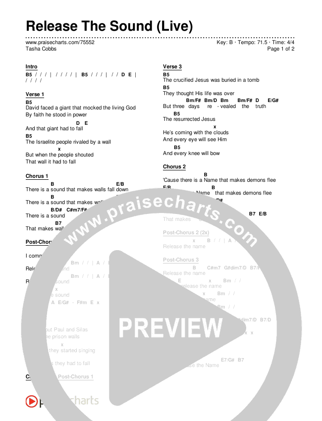 Release The Sound (Live) Chords & Lyrics (Tasha Cobbs Leonard)