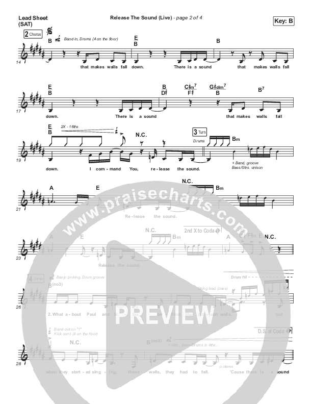 Release The Sound (Live) Lead Sheet (SAT) (Tasha Cobbs Leonard)