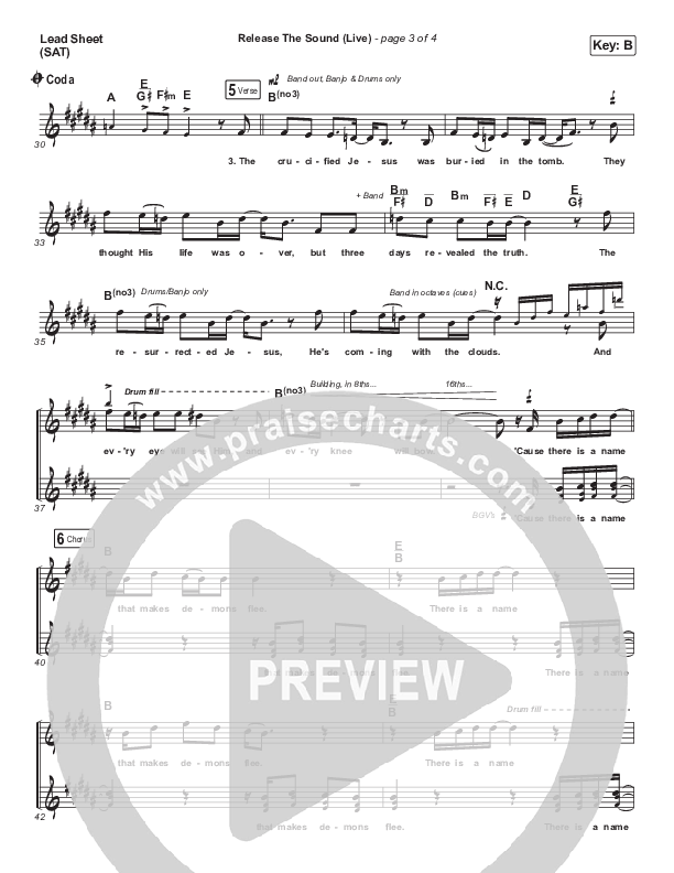 Release The Sound (Live) Lead Sheet (SAT) (Tasha Cobbs Leonard)