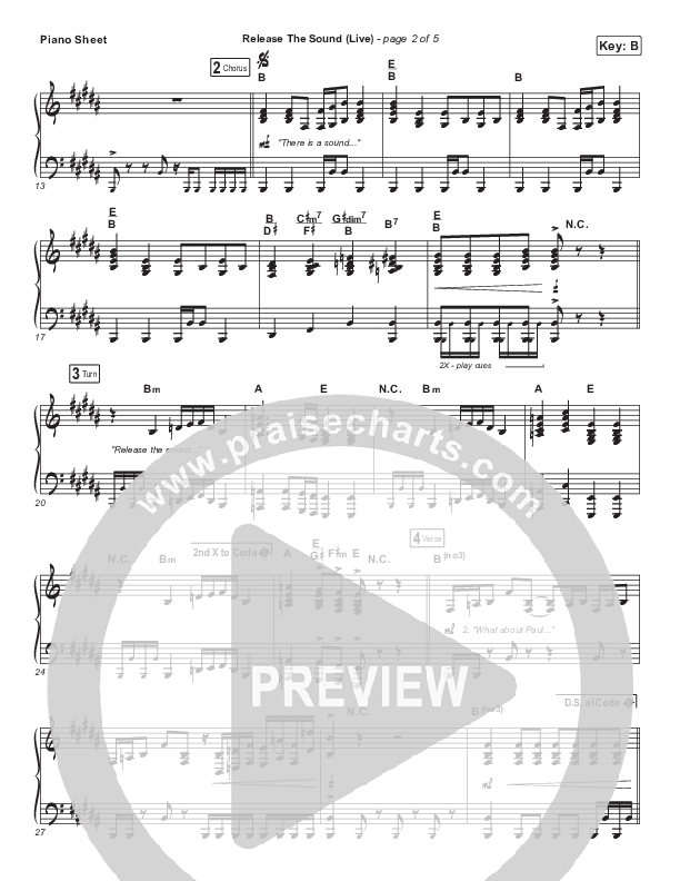 Release The Sound (Live) Piano Sheet (Tasha Cobbs Leonard)