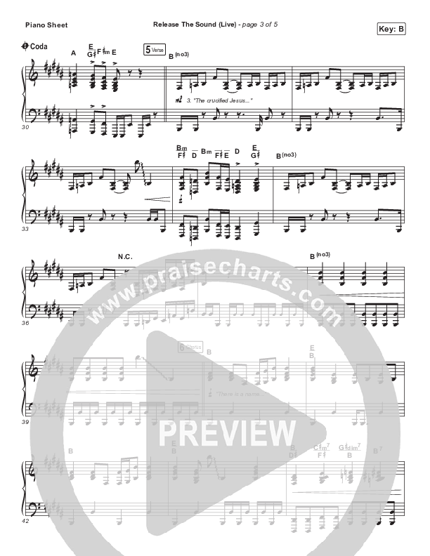 Release The Sound (Live) Piano Sheet (Tasha Cobbs Leonard)