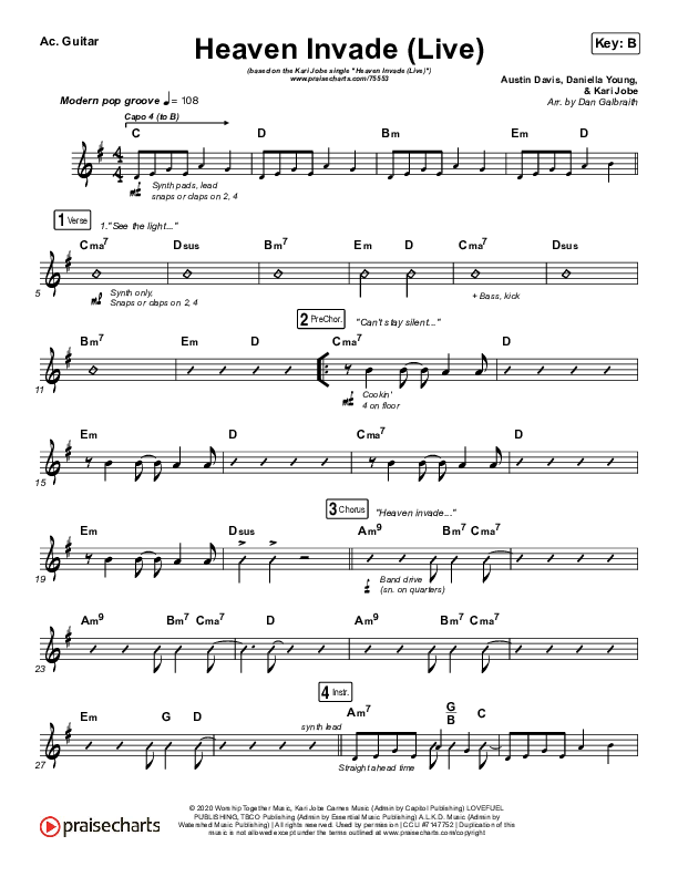 Heaven Invade (Live) Acoustic Guitar (Kari Jobe)