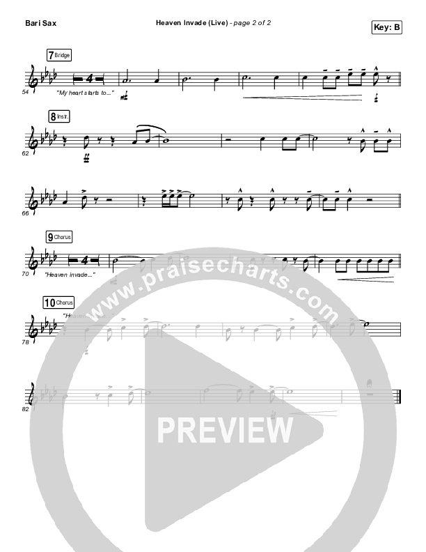 Heaven Invade (Live) Bari Sax (Kari Jobe)