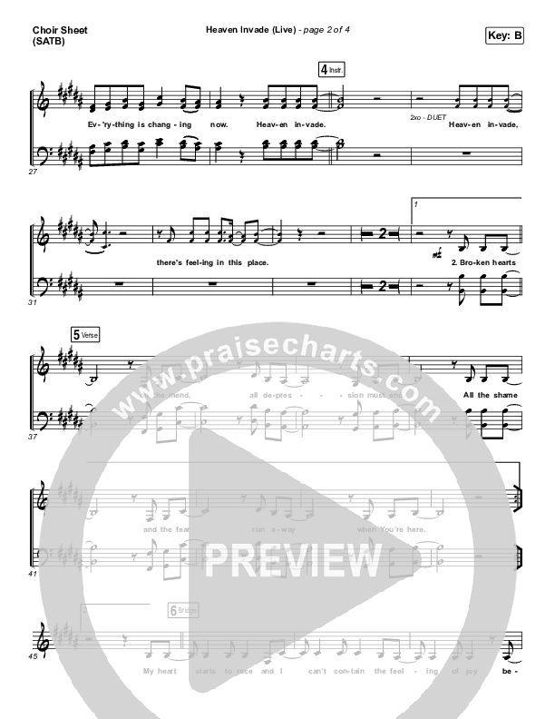 Heaven Invade (Live) Choir Sheet (SATB) (Kari Jobe)