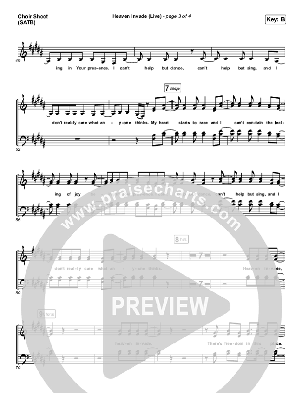 Heaven Invade (Live) Choir Sheet (SATB) (Kari Jobe)