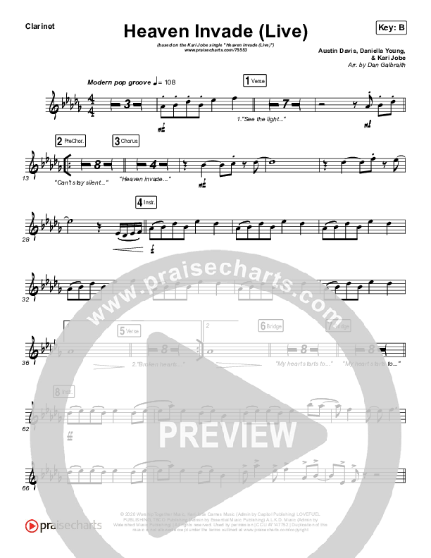 Heaven Invade (Live) Clarinet (Kari Jobe)